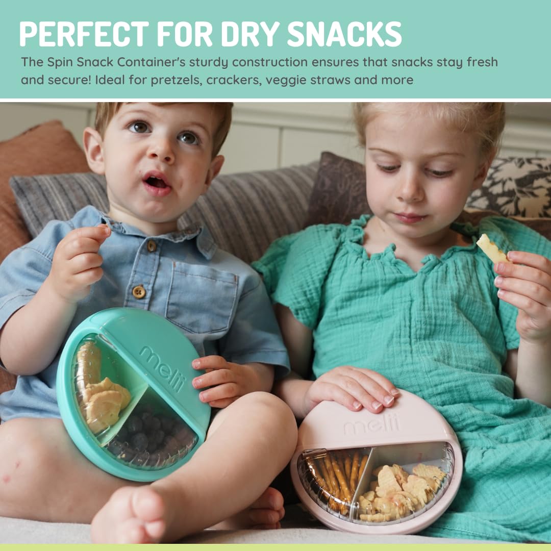 melii Spin Snack Container - BPA-Free, Dishwasher Safe Snack Container for On-the-Go Travel, Healthy Snacking, Eco-Friendly, Lead-Free, PVC-Free - Perfect for Kids and Adults - Blue