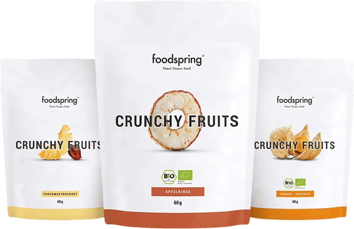foodspring Crunchy Fruits, Orgánica Manzana, 60g, La revolución de ...
