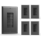 LEENUE Brush Wall Plate, Single Gang Cable Pass Through, 5 Pack, Black | Cord Hider for Low Voltage Wires, In Wall Cable Management for Wall Mount TV, HDTV, Home Theater Systems