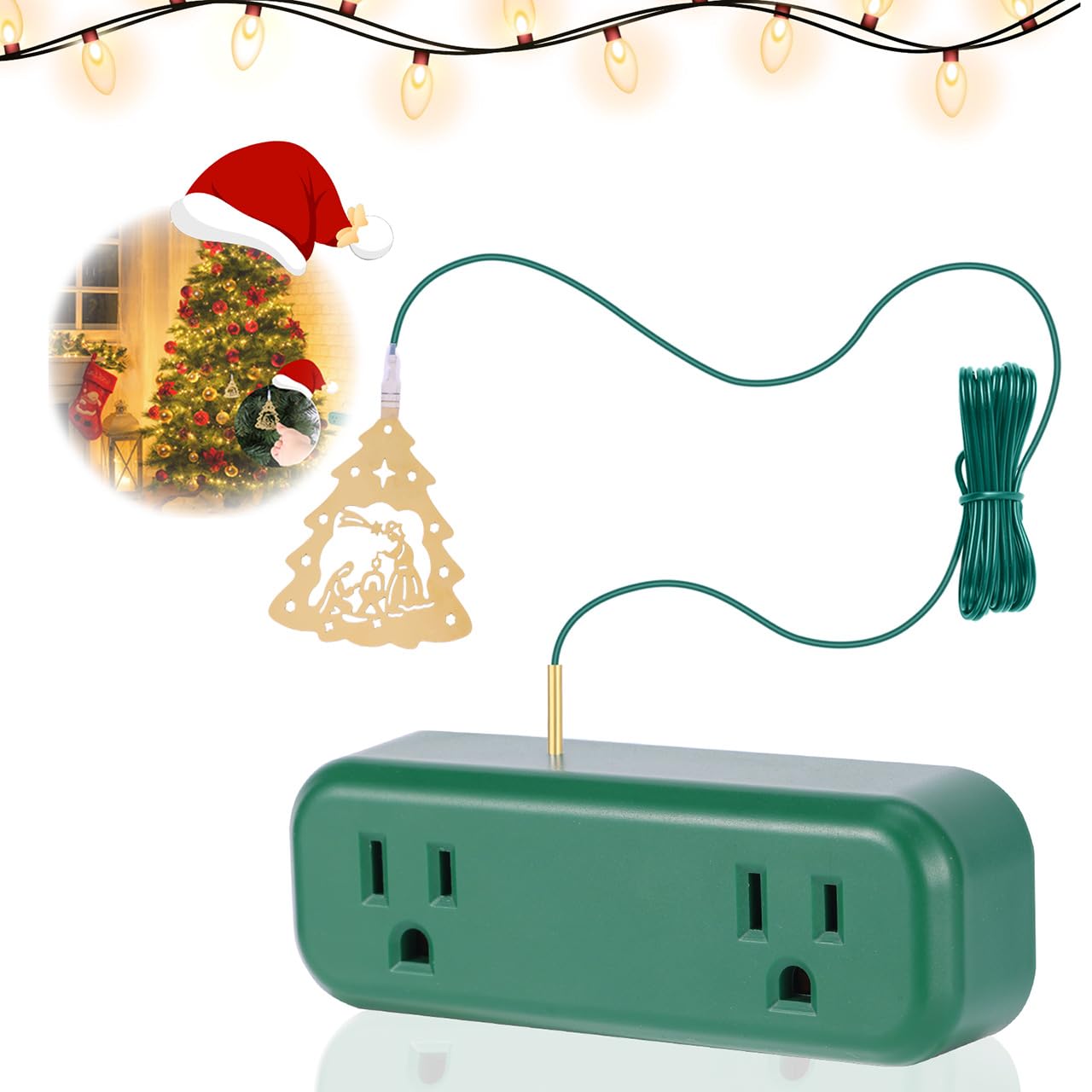 Photo 1 of Touch Light Switch Christmas Tree Shaped Decoration Pendant Universal 3-Pin Socket Plug 118.1in Cord Total Power 120V 10A 1200W?Smart Touch Switch for Indoor Home Appliances Christmas Light String