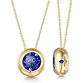 1CT/2CT Moissanite/Emerald/Sapphire/Ruby Necklace for Women, Solid 925 Sterling Silver with Yellow Gold/Rhodium Finish, 16"/18"/20" Adjustable Chain, Anniversary Valentine Jewelry