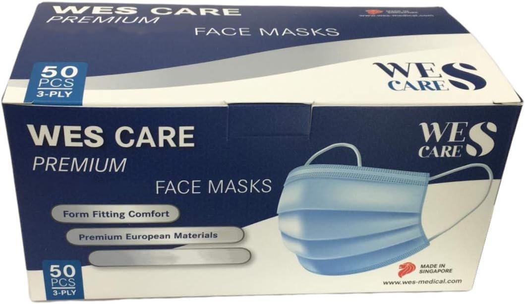 [50Pcs] Wes Care 3Ply Premium Face Mask Made in Singapore UV Clean