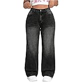 SOLY HUX Women's Plus Size High Waisted Denim Pants Straight Leg Casual Jeans