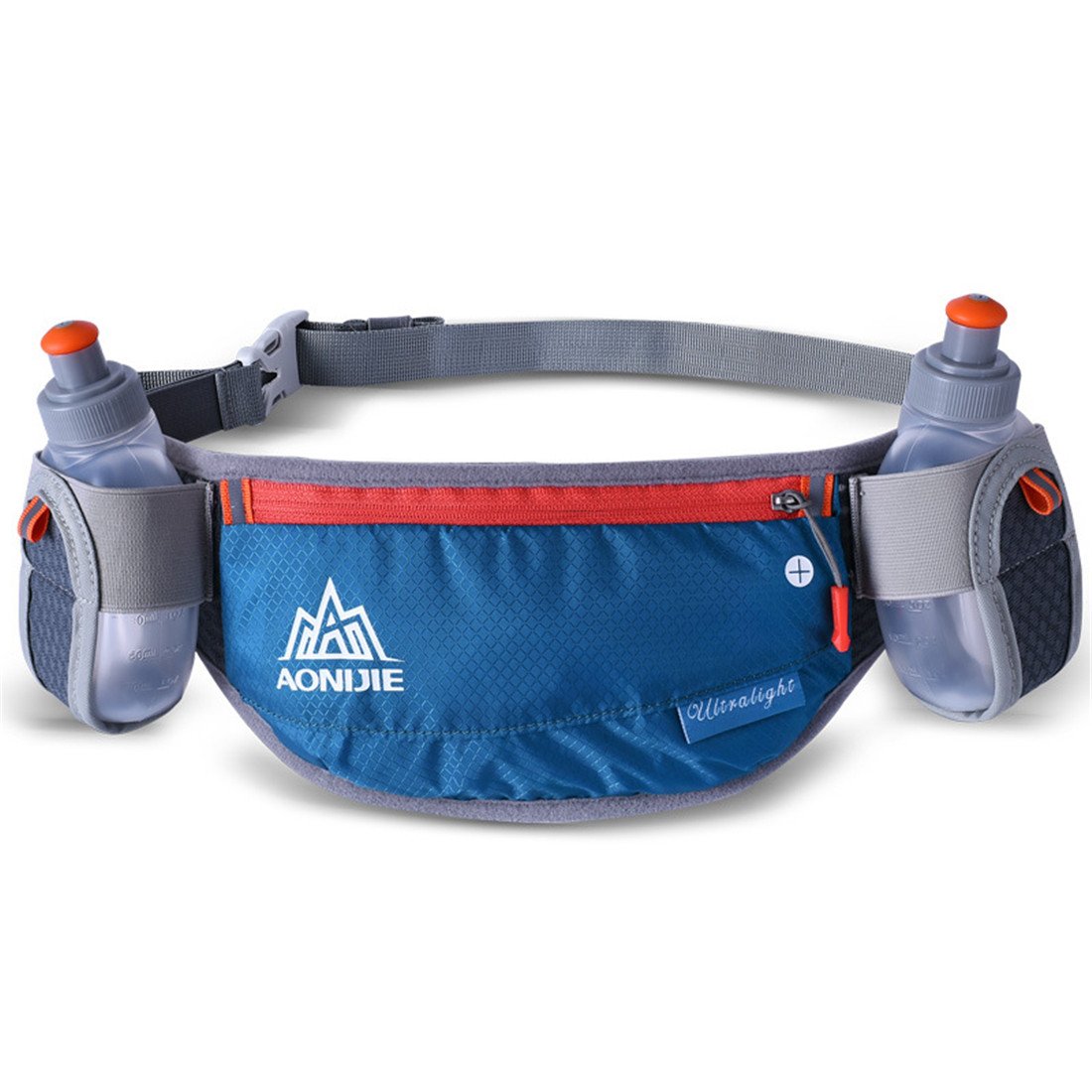 AONIJIE Men/Women Adjustable Running Hydration Belts Bottle Holder Belt Fanny Pack Waist Packs with 2 170ml Water Bottles, Dark Green+2pcs 170ML Water Bottle
