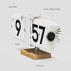mooas Classic Modern Wood Big Flip Desk Clock