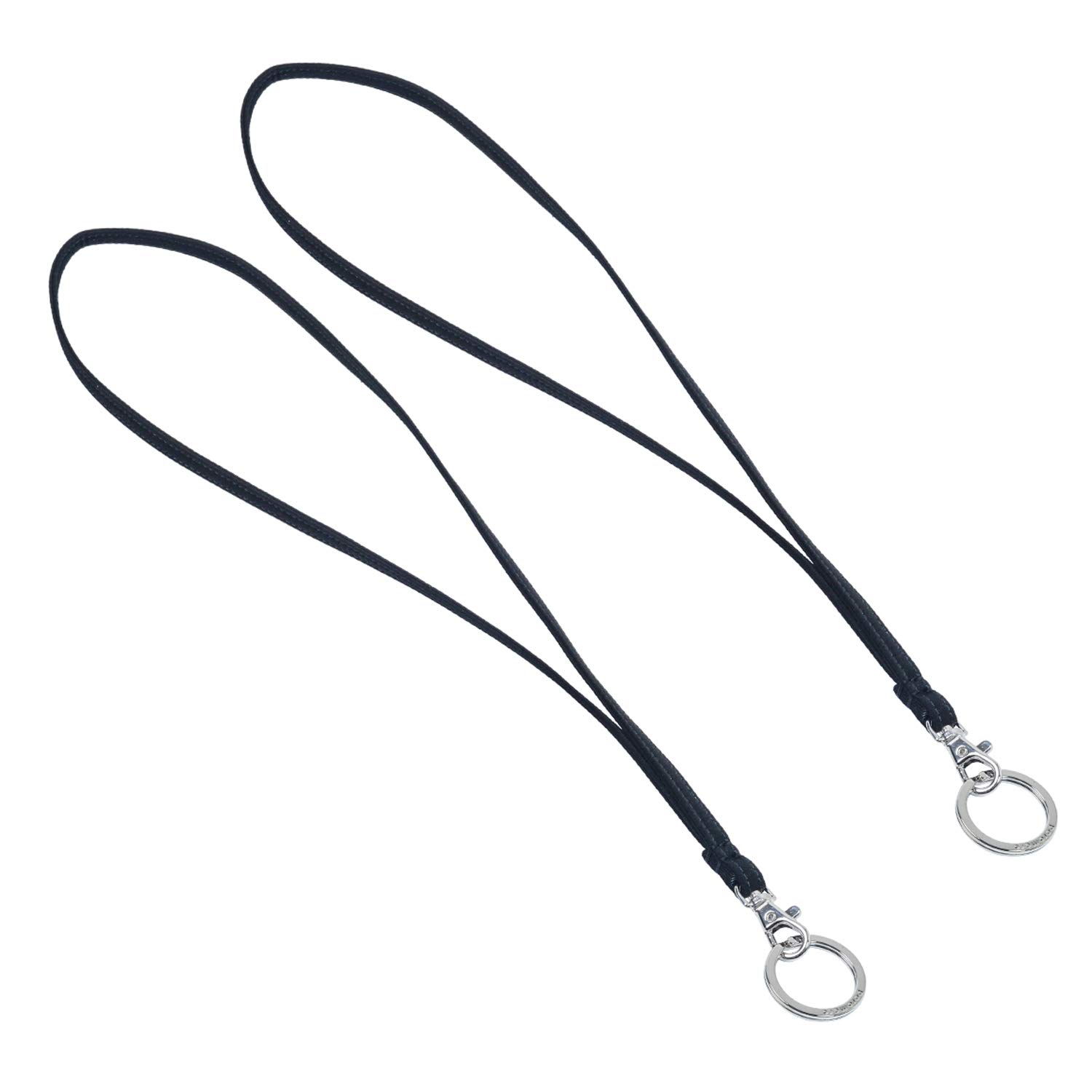 Poromoro Key Lanyard/Necklace Strap/Keychain Holder With Ring for Women/Men/Police/Nurse/Sheriff(2pcs, Black)