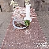 TRLYC 10Pcs 12 by 108-Inch Rose Gold Sequin Tablerunner