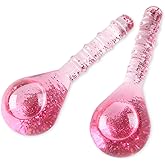 Ice Globes Facial Cooling Tools, Cryo Beauty Balls with Anti-Slip Handle for Face, Eyes & Neck, Soothing Cold Massage Tool for Relaxing & Refreshing Skincare Routine, Glitter Pink