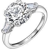 Lafonn Classic Sterling Silver Platinum Plated Lassire Simulated Diamond Ring (4.51 CTTW)