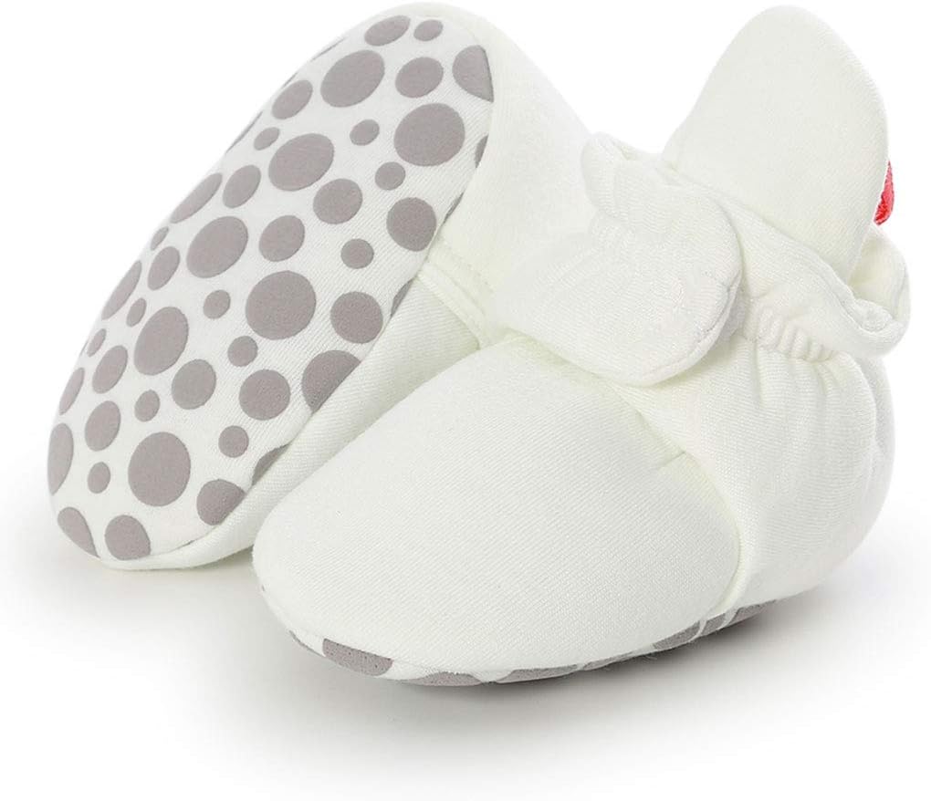 Baby Boys Girls Fleece Booties Infant Cotton Socks Newborn Soft Sole Winter Warm Stay On Slippers Non-Skid Cozy Crib Shoes