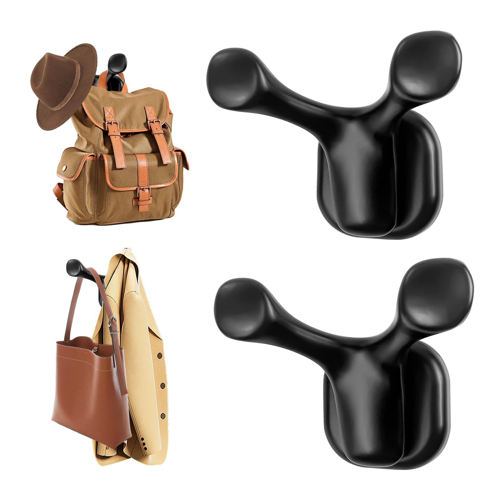 BPOPO 2 Pack Magnetic Hooks Heavy Duty, Strong Neodymium Wall Hooks for Hanging Coats, Bags, Towels, Hats, Multi-Purpose Magnetic Hangers for Kitchen, Bedroom, Office, Caravan, and Fridge Use