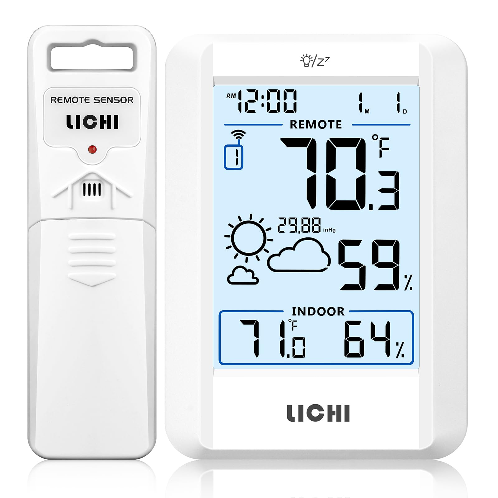 Photo 1 of Indoor Outdoor Thermometer Wireless Weather Station Inside Outside Thermometers Hygrometer Monitor,with 330ft Range Remote Sensor, Battery Powered Backlight Display