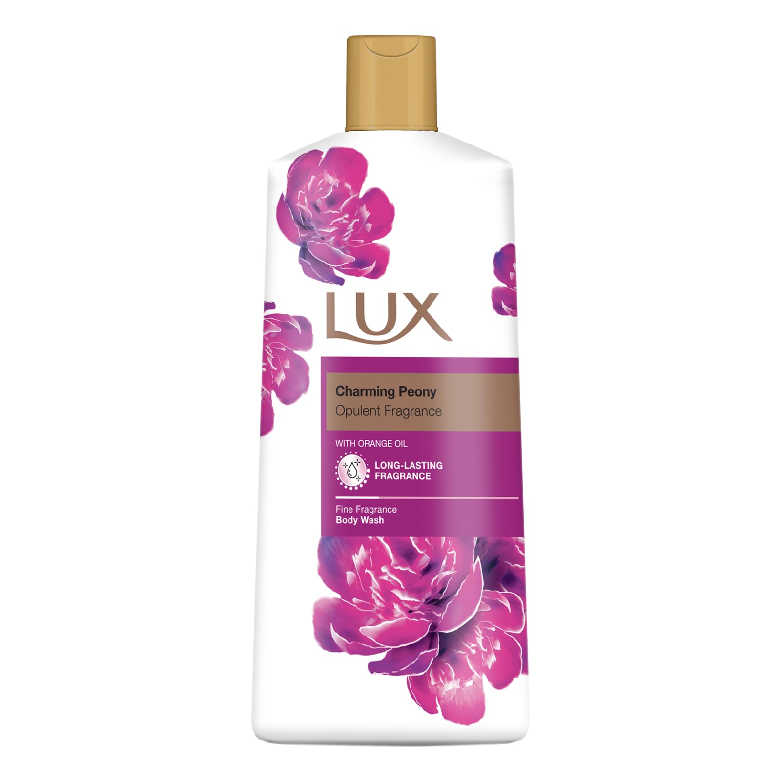LUX Charming Peony Body Wash with Orange Oil - Men's & Women's Aromatic, Long-Lasting Fine Fragrance Shower Gel, Nourishing Body Cleanser, Aromatic Fragrance Bath Soap - Pack of 1, 600 ml