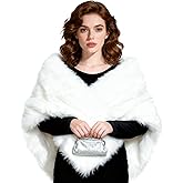 Sdfvsdg Winter Faux Fur Long Shawl Cloak Women's Luxury Party Cape for Dress Evening Party Coat