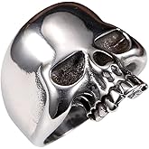 Stainless Steel Men's Cool Skull Head Solid Ring Punk