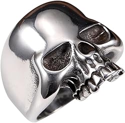 Stainless Steel Men's Cool Skull Head Solid Ring