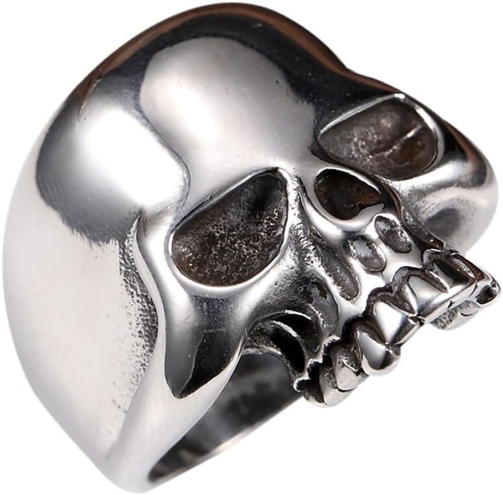 Stainless Steel Men's Cool Skull Head Solid Ring