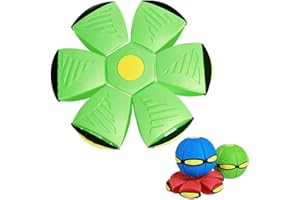Yagamii Dog Flying Discs Toy, Changeable Shape Bouncy Flying Saucer Ball, UFO Magic Ball, Outdoor Flat Throw Doggy Disc Ball, Interactive Pet Toy, Stomping Deformation Ball (Green)