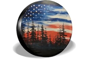 ABSOP Spare Tire Cover American Flag Waterproof Dust-Proof Universal 15 Inch Wheel Protectors Camper Tire Cover Fit for RV Trailer Truck Jeep SUV Rav4 Motorhome Travel Trailer Accessories