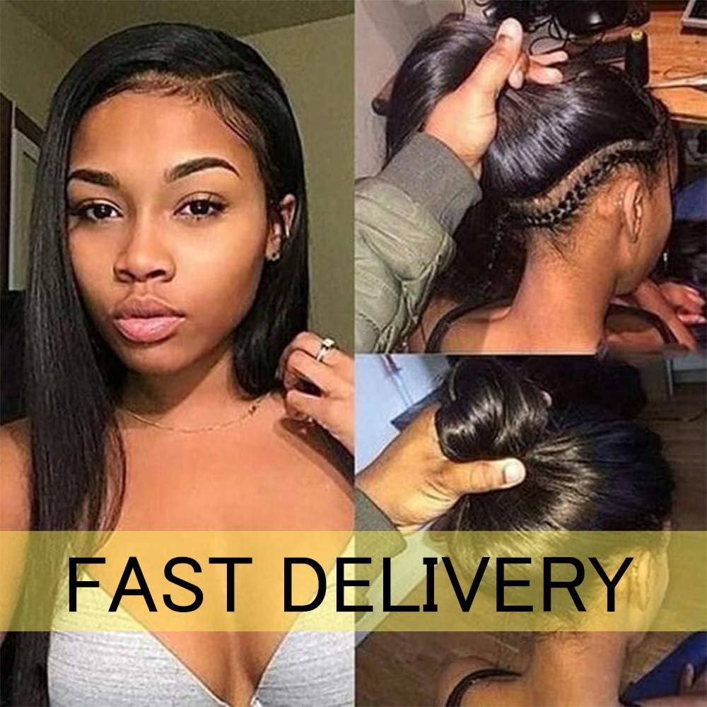 HeadBand Wig Human Hair Wig None Lace Front Wigs for Black Women Brazilian Loose Wave Machine Made Wigs with 5 Fashion Headbands 150% Density Glueless Wig Natural Color (26 inch)