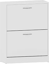 Vida Designs White Shoe Cabinet 2 Drawers Wooden Storage Unit Slim Hallway view 1
