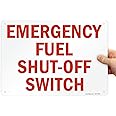 SmartSign 10 x 14 inch “Emergency Fuel Shut-Off Switch” Metal Sign, Screen Printed, 40 mil Laminated Rustproof Aluminum, Red and White