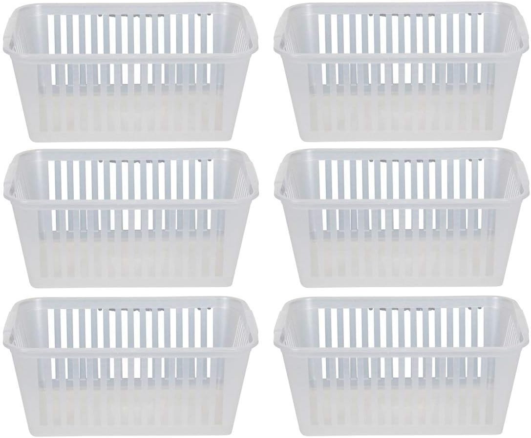 2 x 25cm Clear Plastic Handy Basket Storage Basket - Set of 6