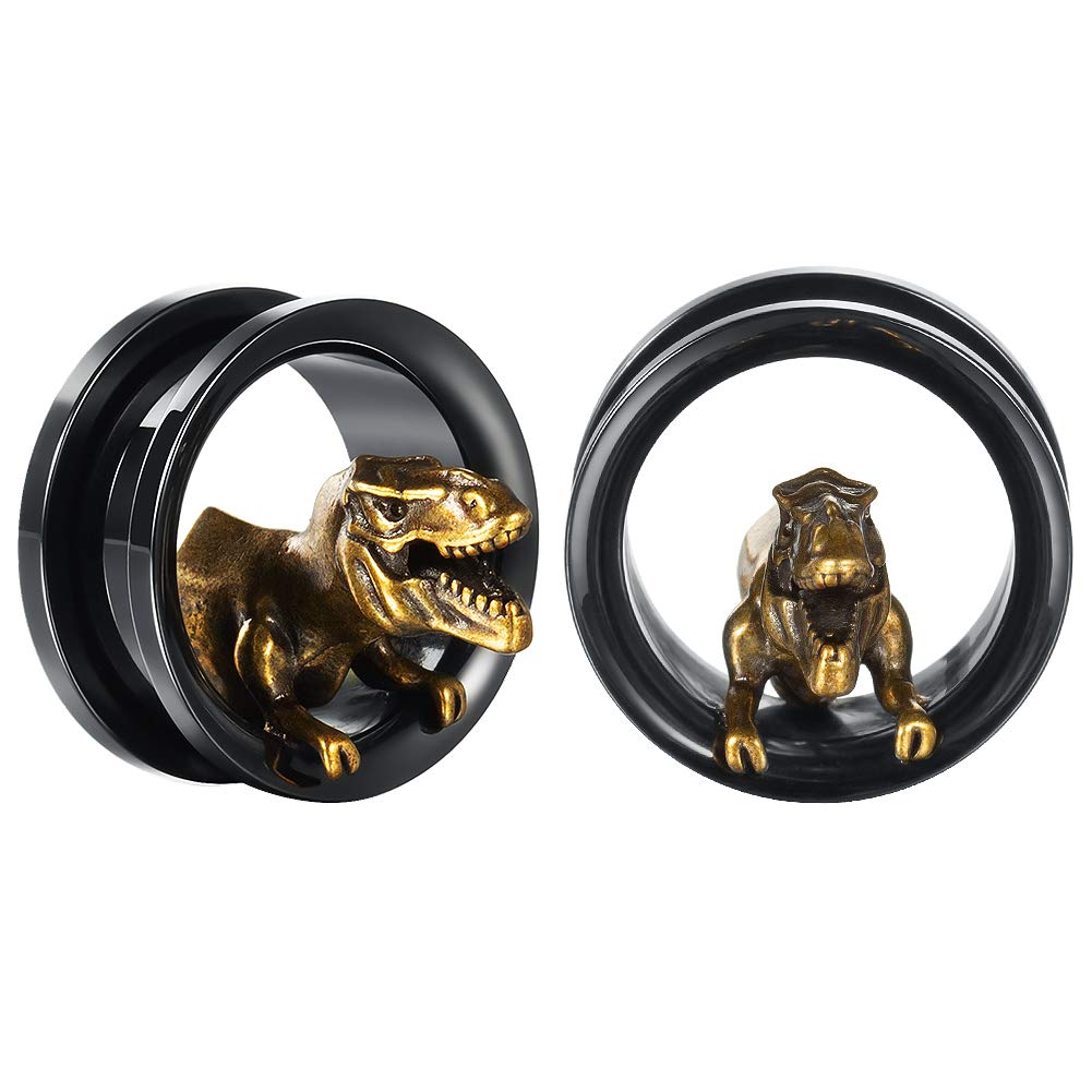 COOEAR Gauges Ears Plugs and Tunnels Black Screw Back Earrings Upgrade Piercing 1 Pair Gift Packing Stretchers 2g to 1 Inch.