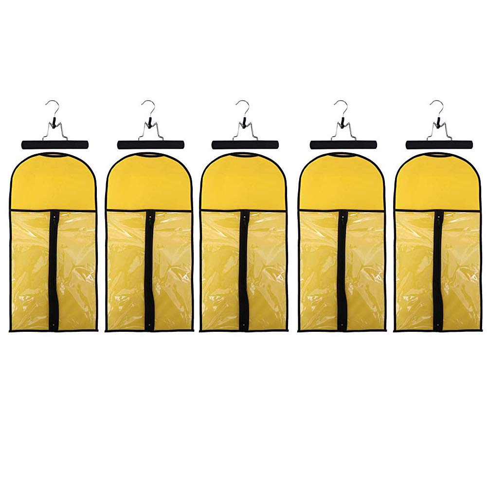 5pcs Wig Storage Bags with Wooden Hangers Hair Extensions