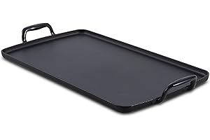 All-Clad Enameled Cast Iron Plancha Grill – 11" x 19" Flat Top Griddle Pan, Oven & Broiler Safe to 650°F, Heavy-Duty Nonstick Cookware for Stovetop & Grill, Black