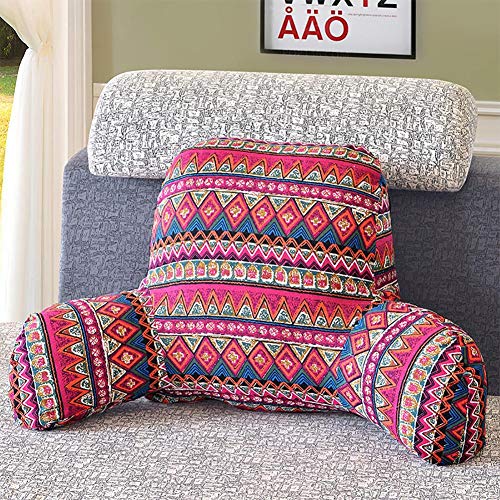 Ya-tube Comfortable Reading Backrest Pillow,Sitting Support Bed Pillow with Arms for Comfort While Reading & Relaxing Removable Microplush Washable for Adults, Teens and Kids