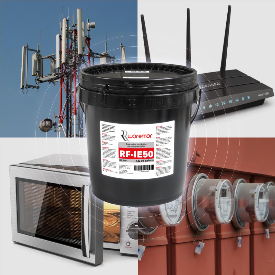 WOREMOR RF-IE50 EMR Shielding Paint - Blocks RF RFID Bluetooth Cell Towers and Smart Meters Signals (Black, 5 Liters)