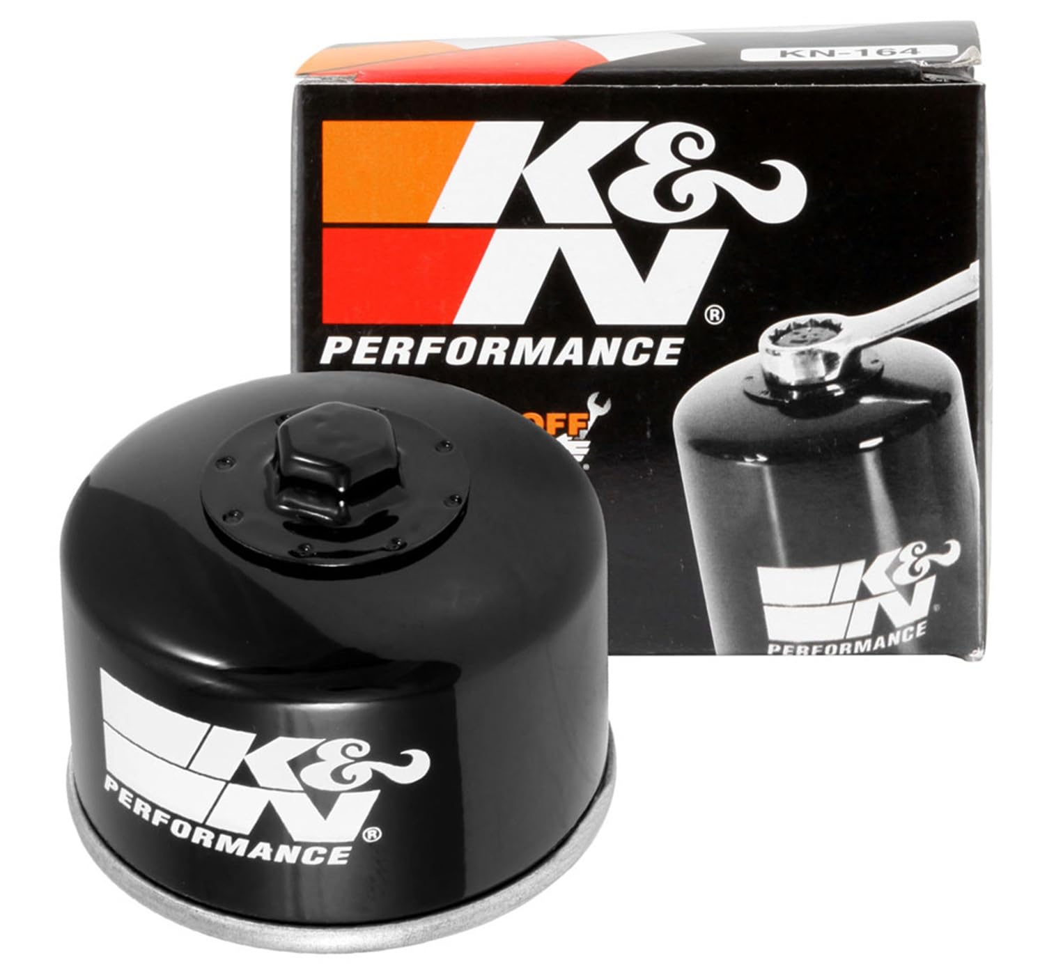K&N Powersports Oil Filter - Spin-On 76x65mm compatible with BMW, Kymco (KN-164), Black
