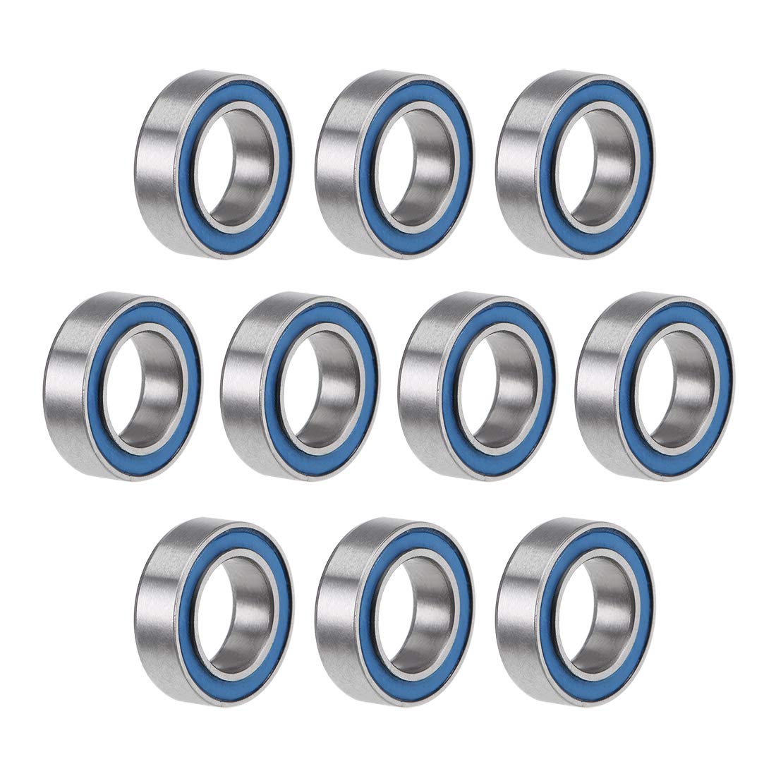 Photo 1 of uxcell MR106-2RS Deep Groove Ball Bearings 6mm Inner Dia 10mm OD 3mm Bore Double Sealed Chrome Steel Blue Seal Z2 10pcs