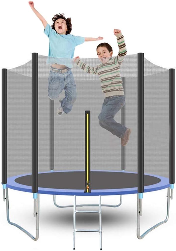 Goldye Kids Trampoline with Enclosure Net, 8FT Trampoline with Safety Enclosure -Indoor or Outdoor Trampoline for Kids,Net Go Outside The Poles