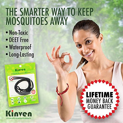 Kinven Original Mosquito Repellent Bracelet Natural DEET FREE Insect Repellent Bands, Anti Mosquito up to 360Hrs Protection Outdoor and Indoor, for Adults & Kids, 12 bracelets, Color Brown