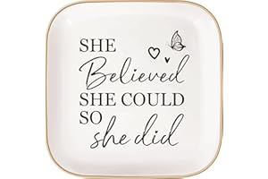 LITTLEBIGGER Funnywish Congratulations Gifts for Women - Ceramic Jewelry Tray,Graduation Gifts for Her, New Job Gifts - She Believed She Could so She Did,Master Degree, Phd Graduation Gift for Women
