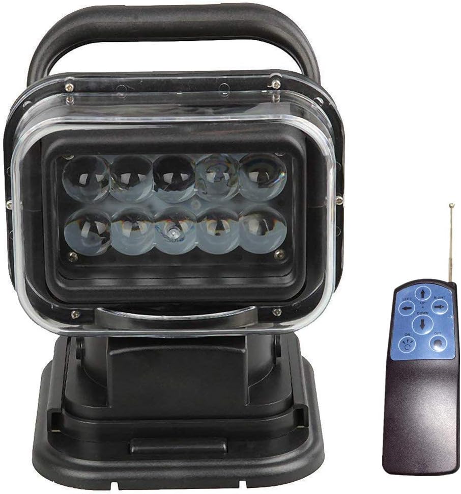 SXMA 1pcs12v 24v 50w 360º Cree LED Rotating Remote Control Work Light Spot for Boat Off road Car SUV Camping Home Security Farm Field Protection Emergency Lighting Garden Etc