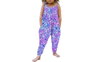 Bellcoco Toddler Girls Jumpsuit Clothes Sleeveless Spaghetti Strap Romper Summer Baby Rompers with Pockets 1-6 Years