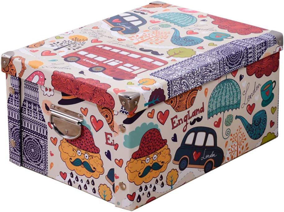 NBHUZEHUA Stackable Collapsible Cardboard Folding File Kids Storage Bins Decorative Boxes with