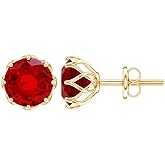 Certified 2.7 Carat Lab Grown Ruby Stud Earrings In Silver, Aaaa Quality, Vintage Ruby Earrings - Christmas Gift For Women