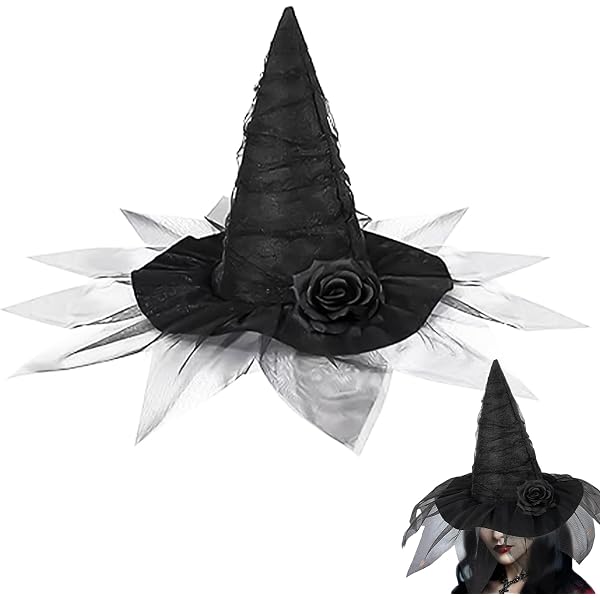 Diadema De Sombrero De Bruja Halloween Con Encaje - Accesorio Gótico Para Mujeres Y Niñas