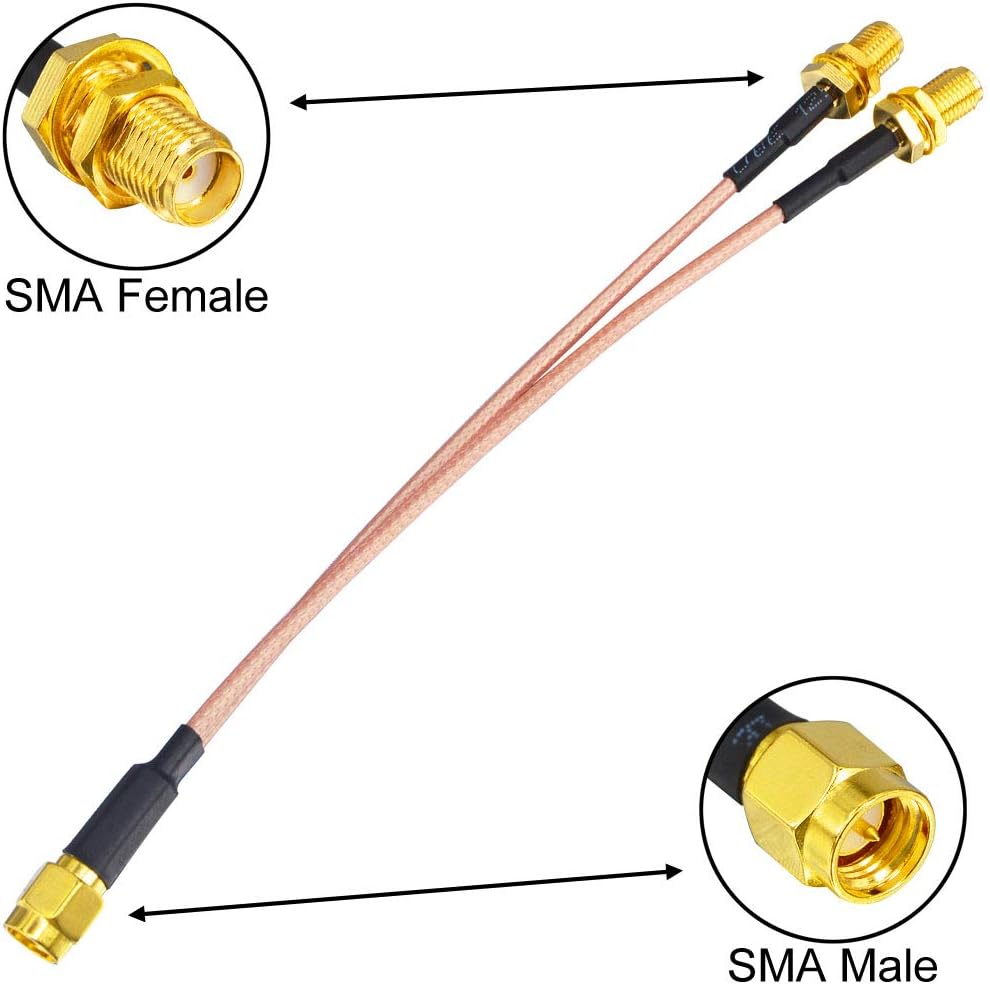 YILIANDUO SMA Splitter Cable SMA Male to Dual Female V-Shape RG316 Coaxial Cable 15CM for 4G LTE WiFi Antenna Wireless Router Gateway Modem MiFi FPV Drone - Image 3