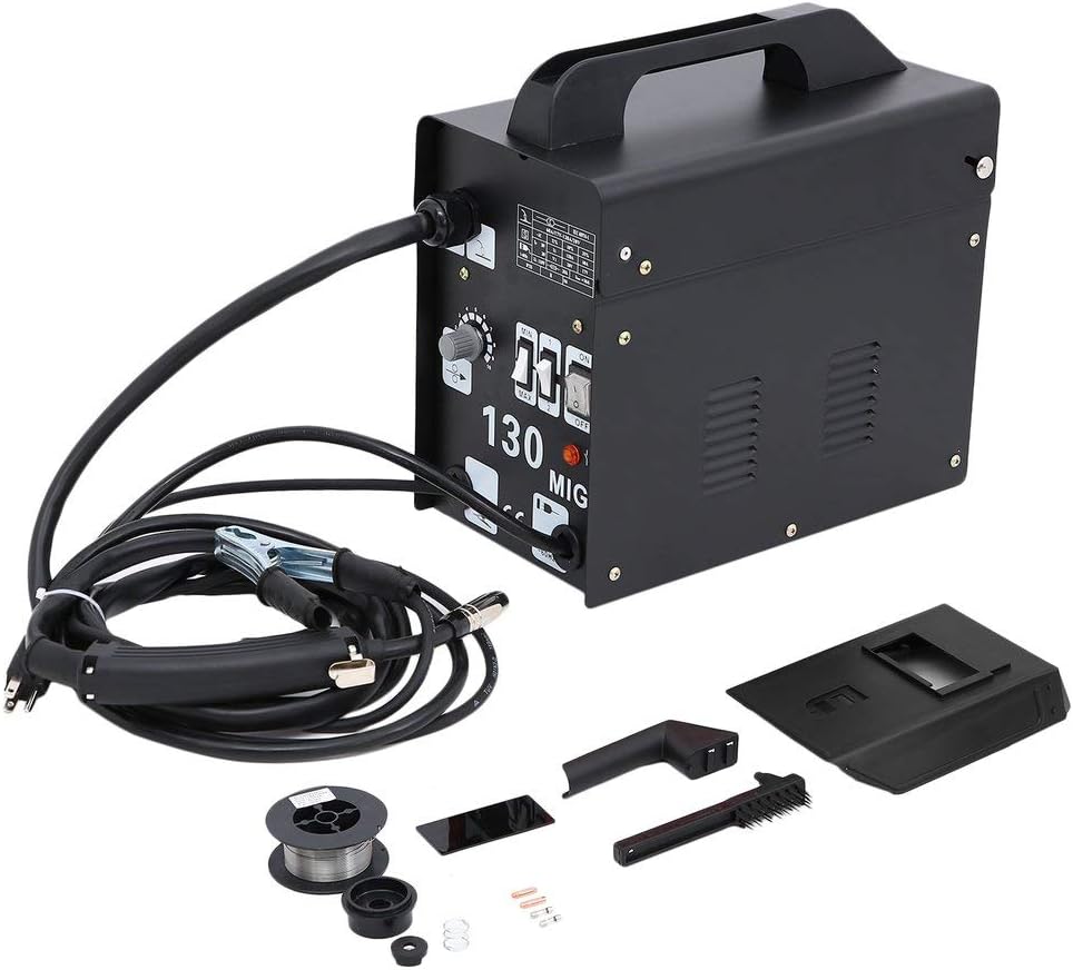 MIG-130 Gas Welding Machine 110V Electric Welder Metal Inert Welding Machine Tool DIY Home Welder, Black