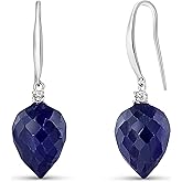 Galaxy Gold GG 14k Solid Gold Fish Hook Earrings with Diamonds and Pointy Briolette Sapphires