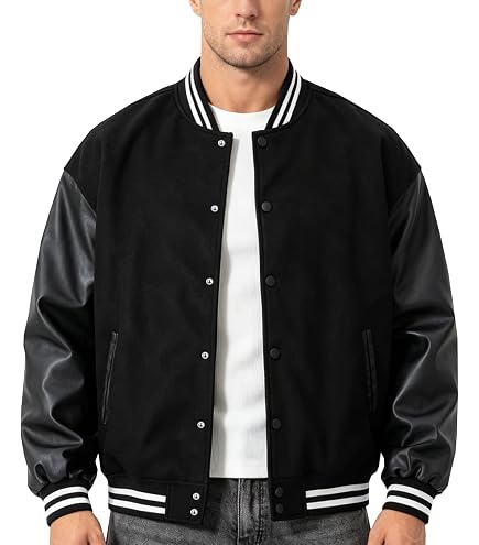 Bestzo Men's Fashion Mj K Thriller Sheep Leather Jacket Black 3XL