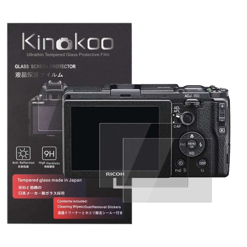 kinokoo Tempered Glass Film for Ricoh GR/GR2 Crystal Clear Film Ricoh GR GR2 Screen Protector Bubble-free/Anti-scratch(2 pack)