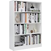 Farini White Bookshelf for Bedroom 4 Shelf Office Bookcase 48 Inches Tall Modern Wood Bookshelf for Living Room 4 Tier Wide Manga Books