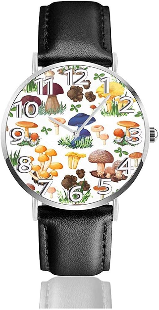 Wild Mushroom Watches Durevole PU Orologio Da Polso In Pelle Al Quarzo 
