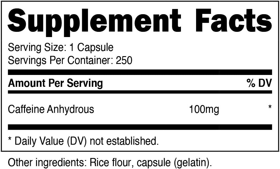 Nutricost Caffeine Pills 100mg Per Serving, 250 Capsules: Health & Personal Care